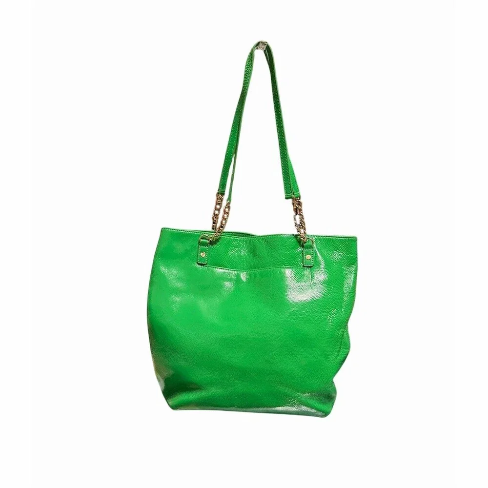 Michael Kors Green Jet Set Patent Leather Tote Bag - Picture 2 of 7